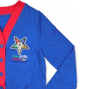 Cardigan en chenille à col en V avec broderie personnalisée, imprimé tendance hip-hop décontracté d'hiver, en acrylique, pour sororités, avec bouton logo - Product Image 4