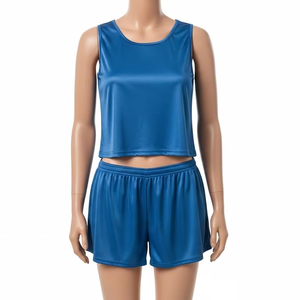 Skinny <b>Satin</b> <b>Womens</b> Summer Sets Soft <b>Satin</b> Fabric Lightweight Breathable Design Casual Daily Wear Comfortable Outfit Trending Fa - Product Image 3