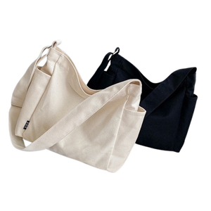 Bolso de hombro de lona personalizable de color sólido Bolso de compras personalizado liso - Product Image 2