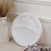 Assiettes robustes en bagasse, jetables, en pulpe de canne à sucre, compostables, pour la restauration à emporter