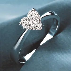 1 Ct heart cut lab made diamond in silver metal from jewelry manufacture and supplier