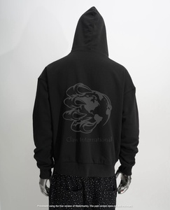 Sweat à capuche zippé personnalisé pour homme, design uni, haute qualité, 100 % coton, coupe régulière coupe-vent, 430g, style urbain, hiver - Product Image 3