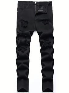 Pantalones vaqueros elásticos para hombre personalizados High Street Hip Hop Estilo vintage Cremallera Fly Dark Proveedor directo Ropa de calle 3D - Product Image 6