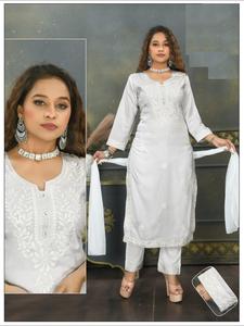 Beautiful Heavy Rayon Premium Quality <b>Top</b> Bottom and Dupatta Set Kurtis for Online Sale - Product Image 6