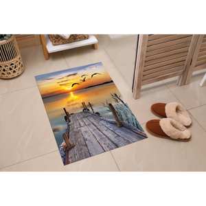Alfombras con estampado de paisaje marino y puesta de sol, alfombra impresa para exteriores e interiores, alfombra delgada no tejida - Product Image 1