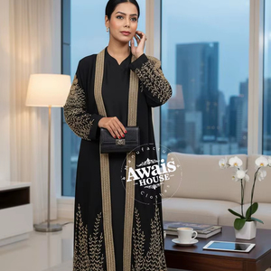 Robe Abaya Kaftan à manches longues, grande taille, vente en gros à Dubaï, robe islamique arabe, légère, faite à la main, robe de mariage traditionnelle musulmane - Product Image 2