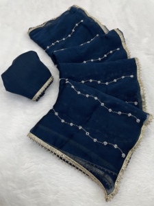 ชุดส่าหรีปักเลื่อมลายสไตล์ดาราคอลเลกชันดีไซเนอร์อินเดีย - Product Image 3