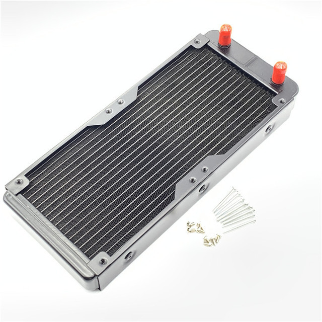 240mm Black Industrial Row Aluminium Computer Radiator 18 Tube Straight Mouth Water Cooler CPU Heat Sink Exchanger Heat Pipes
