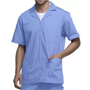 Popular Design Men's Stretch Scrub Jackets Workwear Nurse <b>Hospital</b> <b>Uniform</b> Men cotton half sleeve Scrubs Jacket Zip Front - Product Image 1