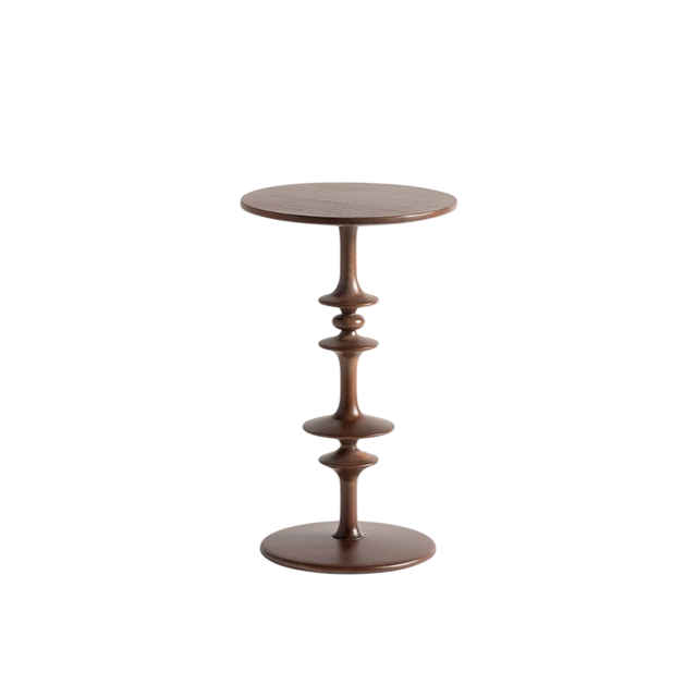 Superior Quality Solid Wood Round Pedestal Side Table Bobbin Turned Accent Furniture For Living Room Or Bedroom At Best Price