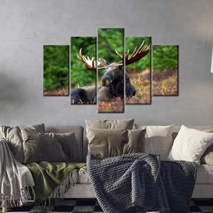 Tableau sur toile imprimé élégant avec motif de cerf - Décoration bohème moderne, lot de 5 : Gallery Wrap - Product Image 1