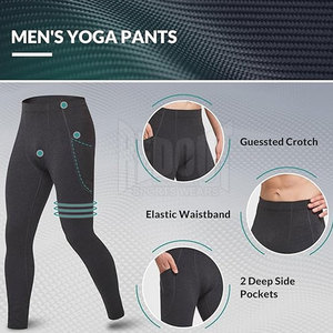 Leggings de sport et de yoga pour hommes en gros, taille haute, meilleure taille, leggings pour hommes taille haute personnalisés - Product Image 3