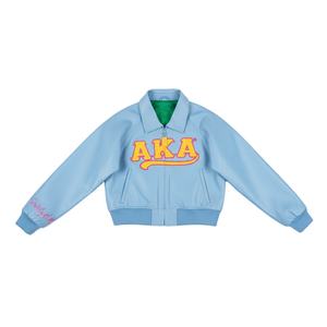 Chaquetas Bomber Varsity al por Mayor |   Chaquetas de Mujer con Bordado Chenille de Marca Privada con Logotipo Personalizado de Letra Griega AKA, Chaqueta Corta - Product Image 2