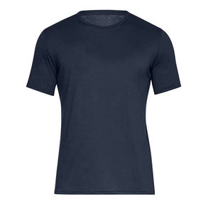T-shirt homme bleu marine foncé uni décontracté coupe classique à manches courtes col rond basique - Product Image 1