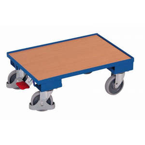 Rouleau industriel Variofit Euro-System à quatre roues en contreplaqué avec zone de chargement de 605 x 410 mm, capacité de 250 kg, chargement au sol PN - Product Image 1