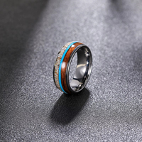 Bague de mariage personnalisée Tempusort 8 mm avec incrustation turquoise, motif géométrique en bois de koa, carbure de tungstène plaqué argent, certifiée ROHS