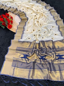 Sari de Seda Suave Kanjvram con Zari de Oro Puro, Diseño Indio Tradicional Étnico para Bodas, Fiestas Clásicas, Ropa de Novia para Mujer - Product Image 3