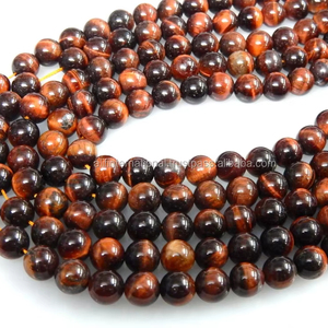 Cuentas de Piedra de Ojo de Tigre Rojo Natural AAA de 10 mm, Cuentas Redondas Lisas de 10 mm, 14 Pulgadas - Product Image 1