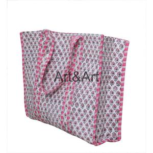 Sac fourre-tout à bandoulière en coton imprimé floral écologique de style bohème vintage pour femme, avec deux anses, vente en gros - Product Image 5