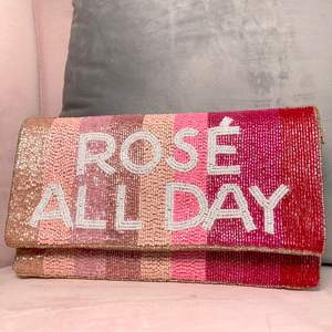 MS Handicraft Rose All Day <b>Pink</b> Glass Beaded <b>Clutch</b> Bag Seed Bead Purse Embellished Bachelorette Gift Hen Party - Product Image 2