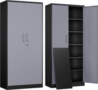 Armoire de rangement métallique moderne multifonctionnelle à 2 portes en acier pour bureau, garage, atelier - Offre Spéciale