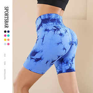 Pantalones de chándal para correr de cintura alta sin costuras CUSTOM Dye Fitness Yoga Shorts - Product Image 5