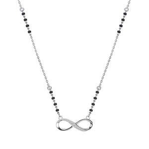 Compre un Mangalsutra de Plata Pura con Diamantes Chapados en Oro y Perlas, Collar Étnico Religioso con Cuentas, Regalo de Boda para Esposa - Product Image 1