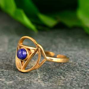 Beat Selling <b>Lapis</b> <b>Lazuli</b> Gemstone Chakra Round Shape Brass 925 Solid Gold Plated Vintage Wedding <b>Ring</b> Women Wholesale - Product Image 3