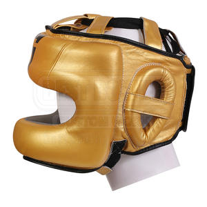 Protector de cabeza de boxeo de cuero PU con logotipo personalizado para adultos y niños, protector de cabeza MMA ajustable con protección facial completa - Product Image 3