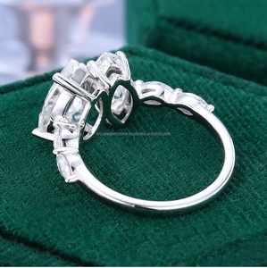Bague de fiançailles Toi Et Moi avec diamant Moissanite taille poire et marquise pour mariage ou cadeau Bague de proposition de certificat IGI - Product Image 3