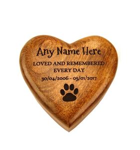 <b>Memorial</b> Heart Shaped Mango Wooden Pet Urns <b>Large</b> Medium Small Sized Cremation <b>Box</b> Dog Urn Cat Pet Casket Personalized - Product Image 1