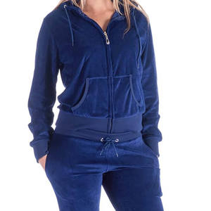 Chándal de terciopelo para correr hecho a medida para mujer, conjunto de chaqueta y pantalones con capucha y cremallera, chándal informal suave de talla grande personalizado para mujer - Product Image 3