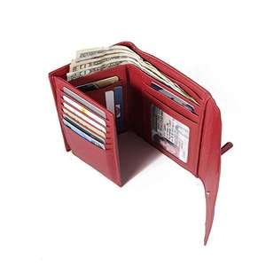 Portefeuille à trois volets en cuir de blocage RFID de luxe pour femmes petit sac à main sécurisé avec porte-carte conception d'embrayage élégante - Product Image 3