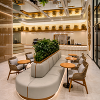 Meubles de salon de bureau personnalisés, ensemble de tables en bois massif, fauteuils en rotin tressé à la main pour restaurant, café, boulangerie