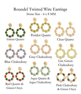 Juego de pendientes de cuarzo verde facetados con diseño geométrico, pendientes de piedras múltiples chapados en oro de 24k, joyería de boda - Product Image 2