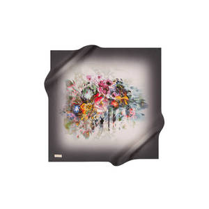 ผ้าพันคอไหมพิมพ์ลายดอกไม้สี่เหลี่ยมจัตุรัสสุดหรูสไตล์วินเทจ 100% - Product Image 1