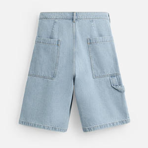 กางเกงขาสั้นผ้าเดนิมสีฟ้าสไตล์วินเทจสำหรับผู้ชายทรงพอดีตัวใส่สบายใส่หน้าร้อนชุดสตรีทแวร์ผ้าฝ้ายเฮฟวี่เวท - Product Image 6