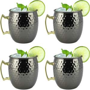 Mugs en acier inoxydable pour bière, vin et café, tasses Moscow Mule avec poignée en laiton, mugs métalliques pour mariage, bar, fête, fourniture d'usine - Product Image 1