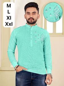 Kurta pour hommes, court, formel et décontracté, col montant, 100% coton, printemps, par Fabzone, exportateur en gros - Product Image 6