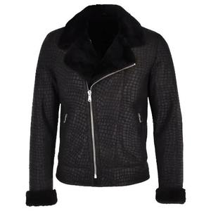 Chaqueta de Cuero Vintage con Patrón de Cocodrilo Negro para Hombre 2026, Forro de Piel Sintética de Lujo, Cierre de Cremallera y Mangas con Puños para Invierno - Product Image 5