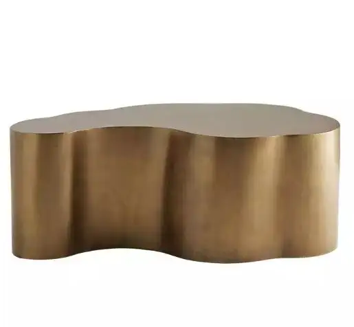 Mesa de centro geométrica de hierro, mesa de centro de hierro, hecha a mano, moderna, clásica, dorada, antigua, de hierro, abstracta, de latón