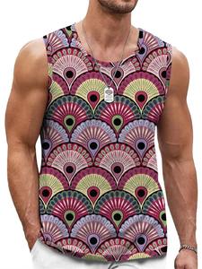 Gilet sans manches à col rond confortable et respirant pour hommes, décontracté, décontracté, avec impression graphique simple et ample - Product Image 4