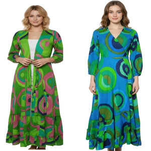 Robe Vintage en coton de haute qualité pour femmes coupe régulière écologique lavable modeste tenue de tous les jours ou de bureau - Product Image 1