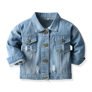 Nouvelle collection : Veste en jean classique unisexe pour tout-petits et bébés, boutonnée, effet usé, décontractée, pour le printemps - Product Image 1