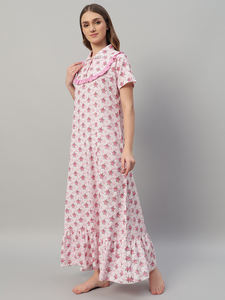 Camisón de Algodón para Mujer, Camisón con Estampado Floral - Product Image 3