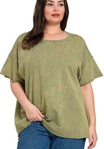 Camisetas de mujer de lavado ácido con cuello redondo de alta calidad Jersey de manga corta de Pakistán-Venta al por mayor - Product Image 4