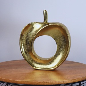 Décoration de table moderne en or style pomme, belle sculpture décorative pour bureau, maison, mariage, présentoir de cadeaux - Product Image 1