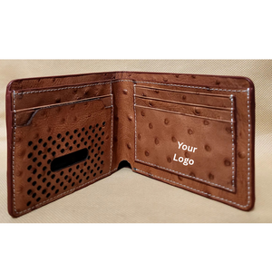 Cacher le portefeuille pour hommes de haute qualité motif d'autruche en cuir de vache véritable de luxe - Product Image 1