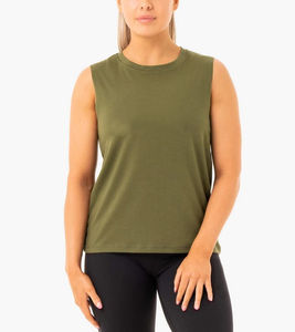 Débardeur décontracté pour femmes entièrement personnalisé en gros, impression de logo personnalisée, respirant, séchage rapide, écologique, 100% coton - Product Image 3