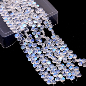 AAA blanco Arco Iris piedra lunar 7x5mm-6x8mm suave pera Briolette cuentas piedra lunar azul fuego semipreciosas cuentas de piedras preciosas para joyería - Product Image 1